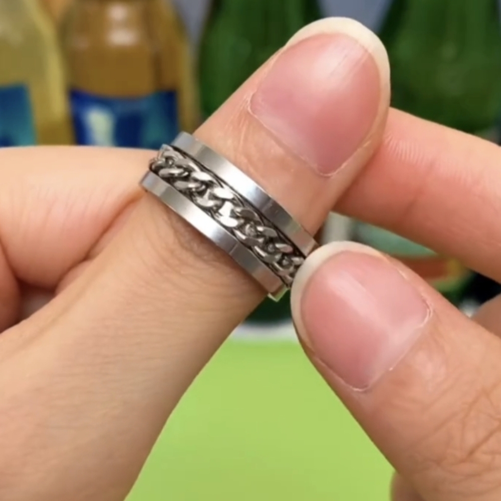 Spinner Fidget Ring Rotating Cuban Men/Women Stainless Steel NWT